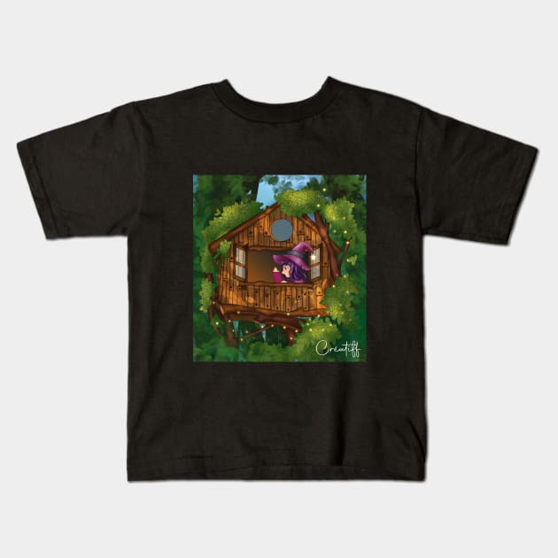 Tree house Kids T-Shirt by CréaTiff